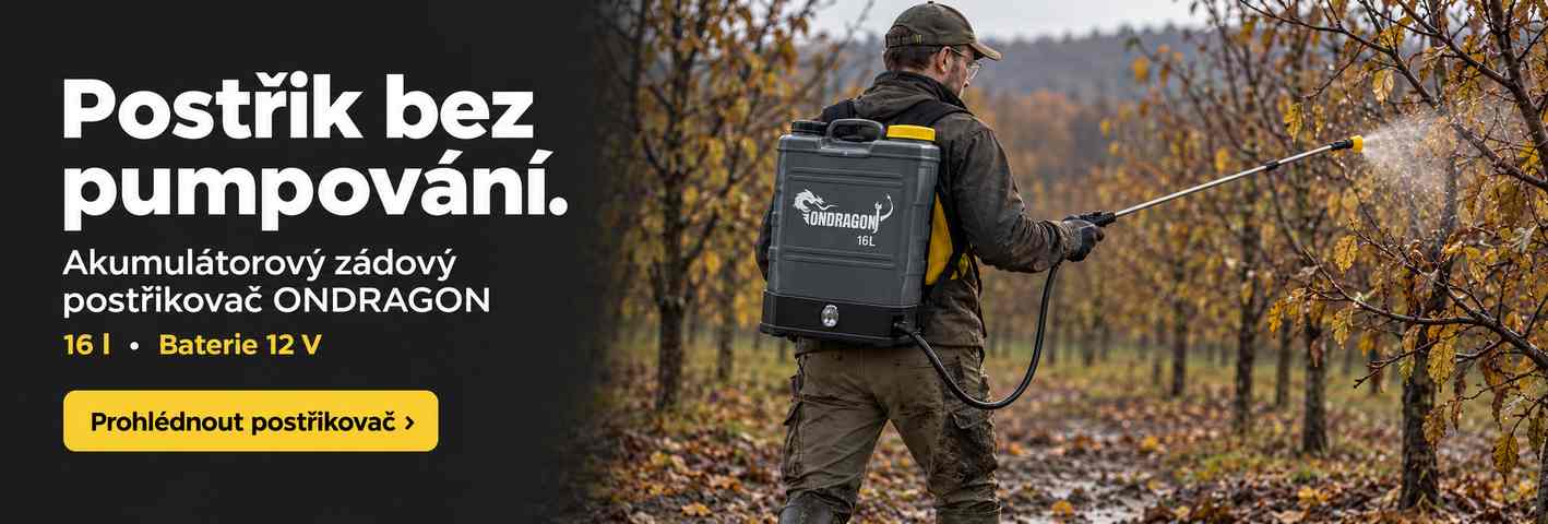 Akumulátorový zádový postřikovač ONDRAGON 16 l s baterií 12 V