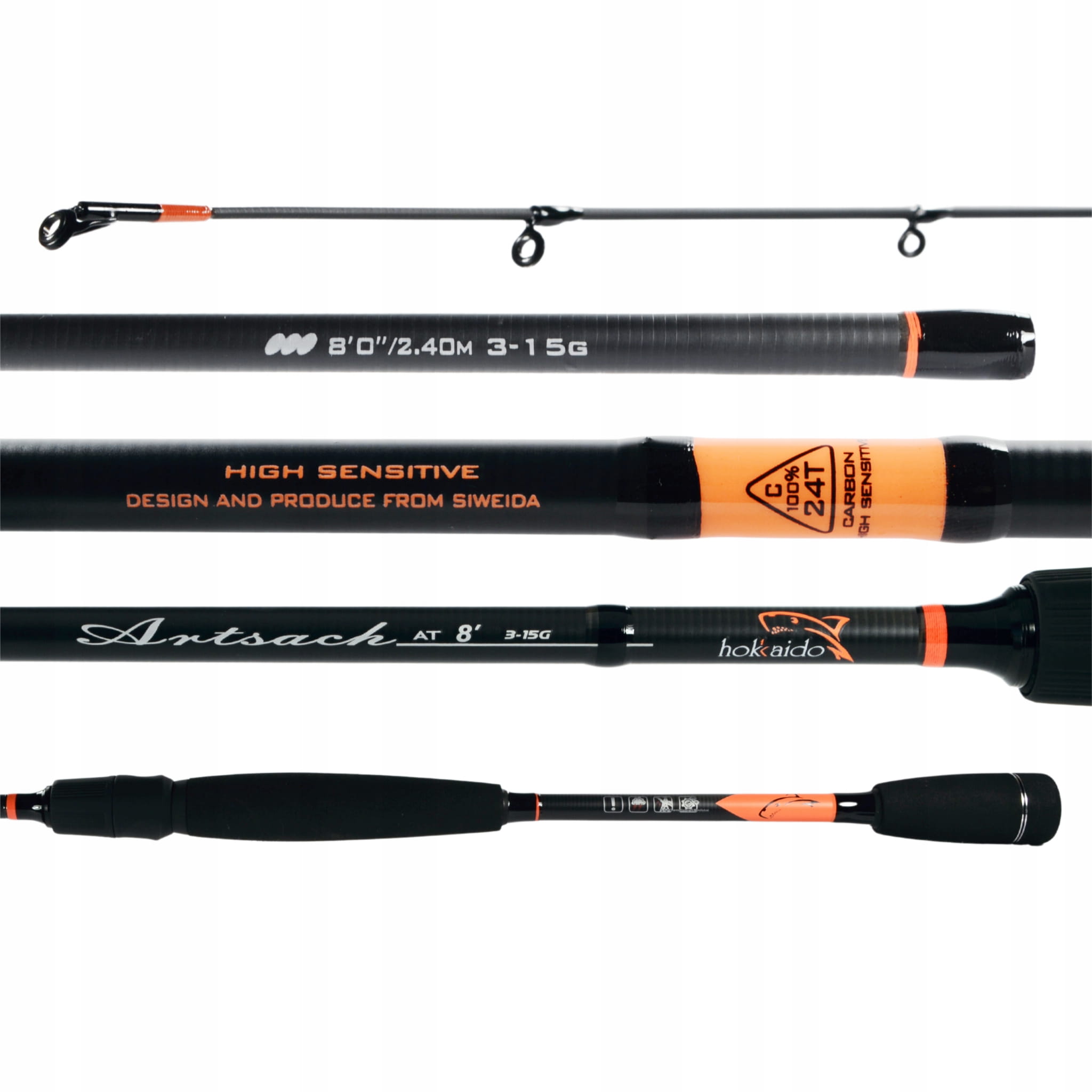 Spinningový prut artsach AT 3–15 g, 2,4 m 3