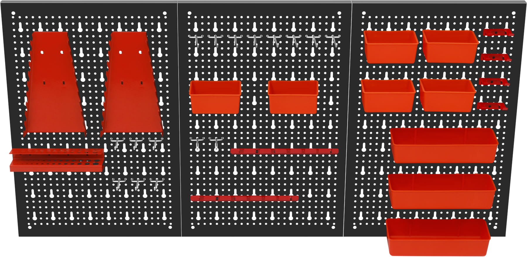 Kovový nástěnný panel na nářadí KD11898 – příslušenství v sadě