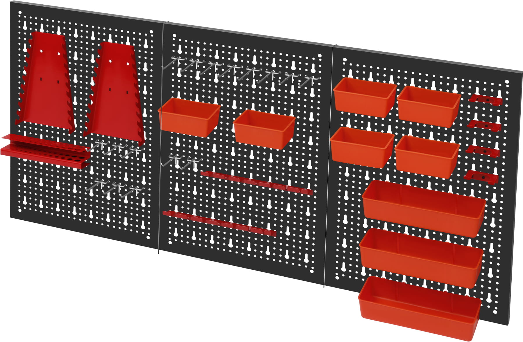 Kovový nástěnný panel KD11898 – pohled zepředu s nářadím