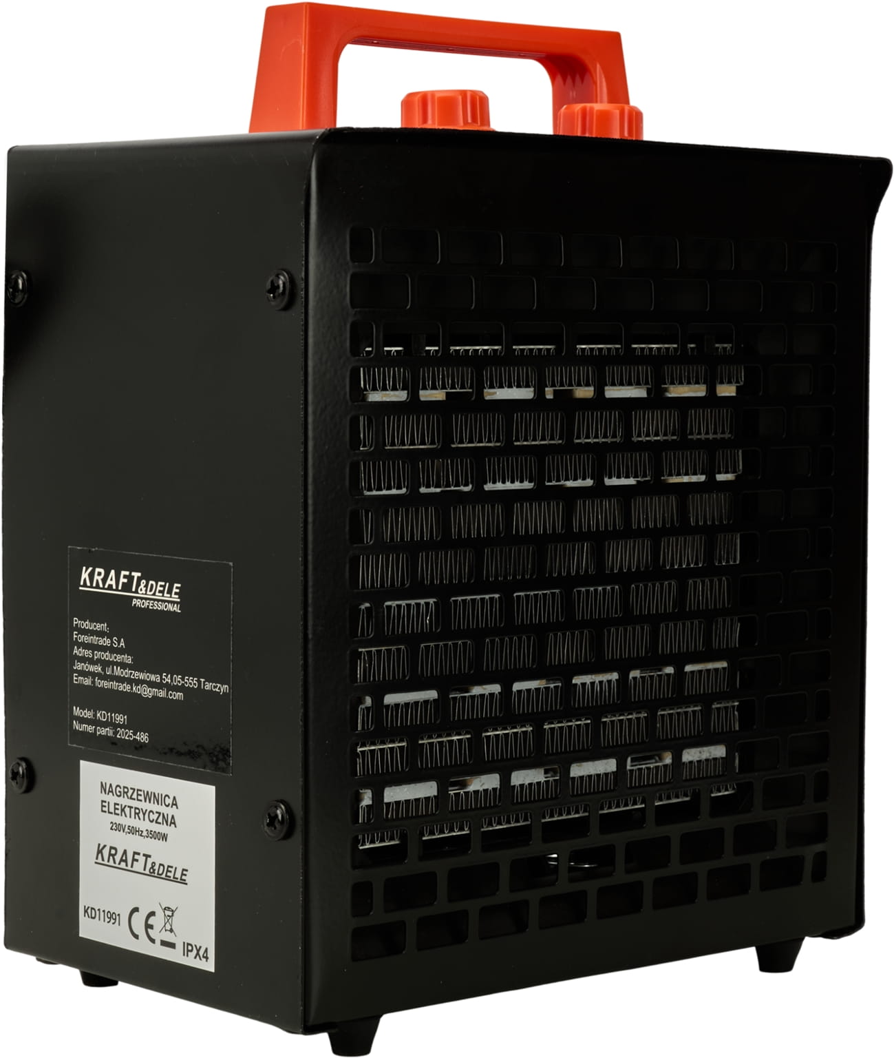 Elektrický ohřívač KD11991 — boční pohled