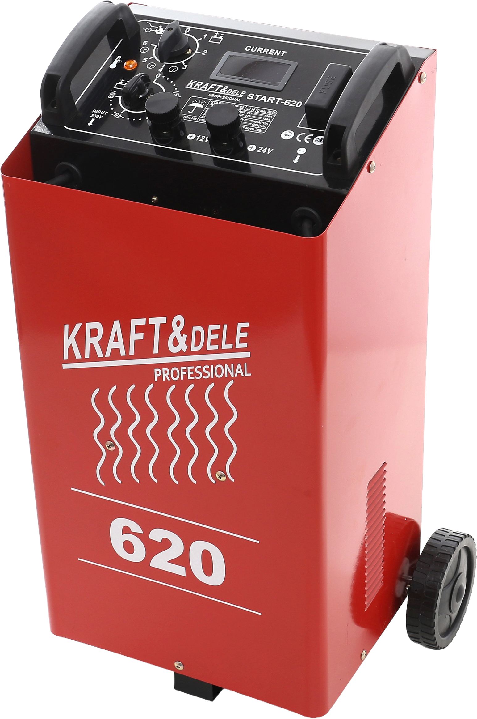 Nabíječka autobaterie Kraft Dele KD1915 – připojovací kabely s kleštěmi