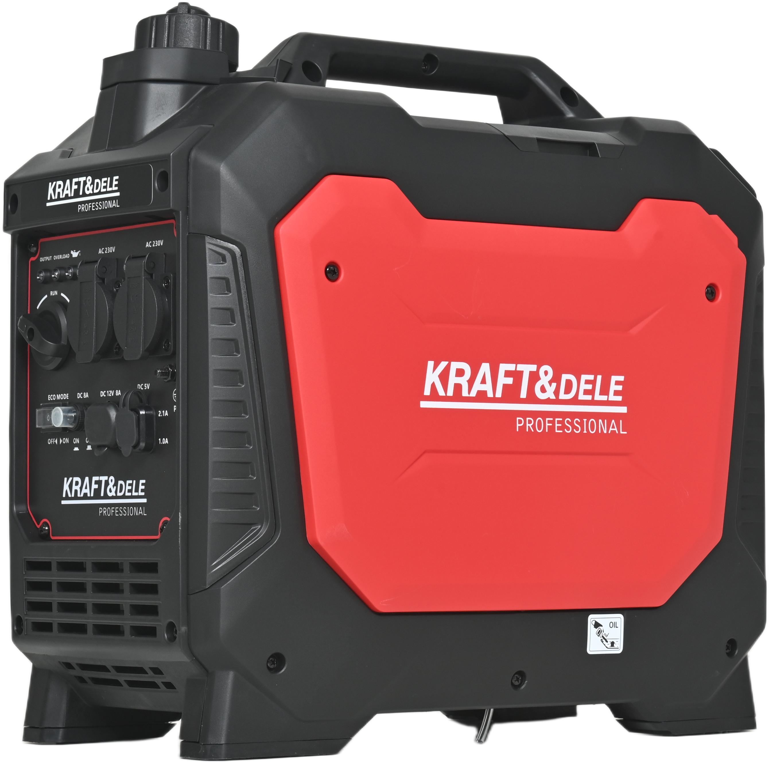 Invertorový generátor KD3162 — nádrž a startér