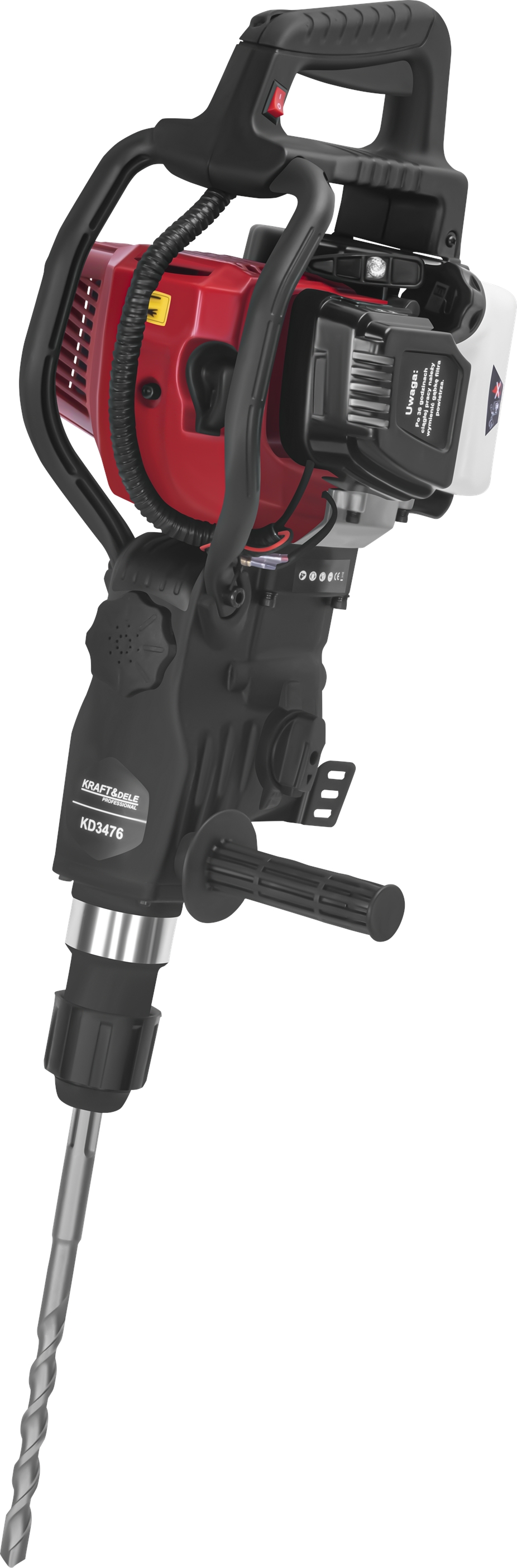 Bourací kladivo benzínové SDS-MAX KD3476 — boční pohled