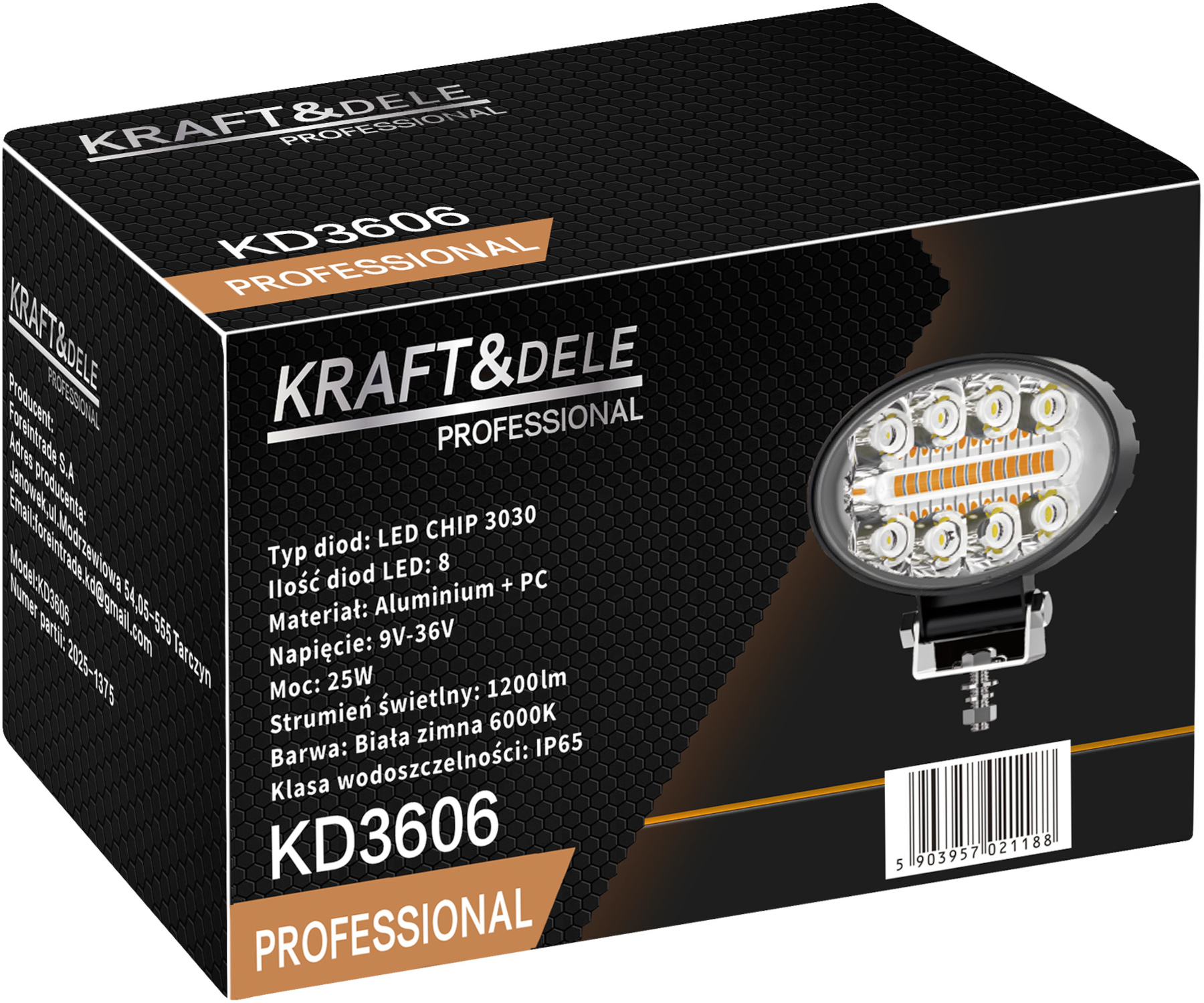 Pracovní svítidlo LED KD3606 – odolné tělo