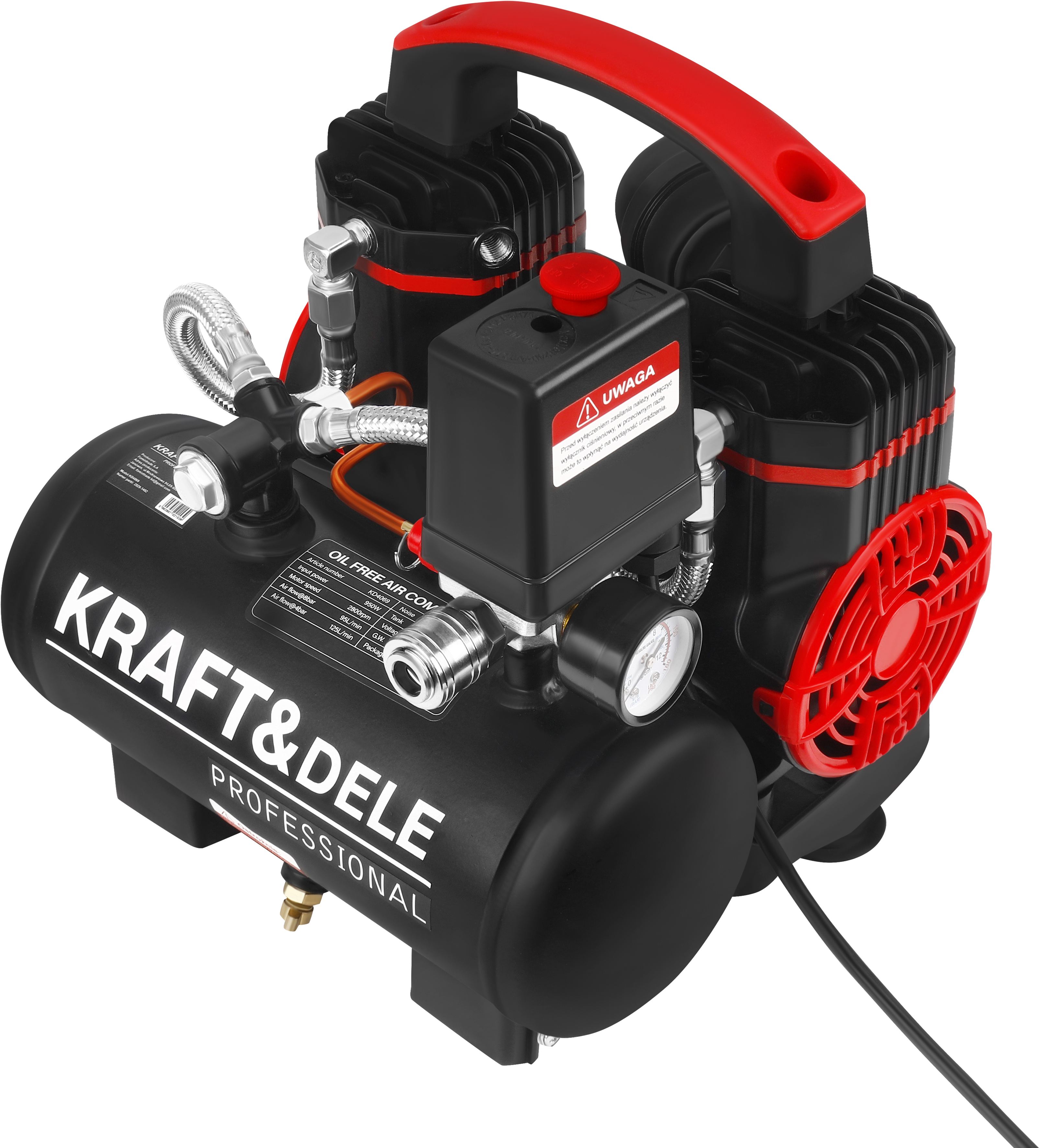 Bezolejový kompresor KD4069 – detail vzdušníku 5 l