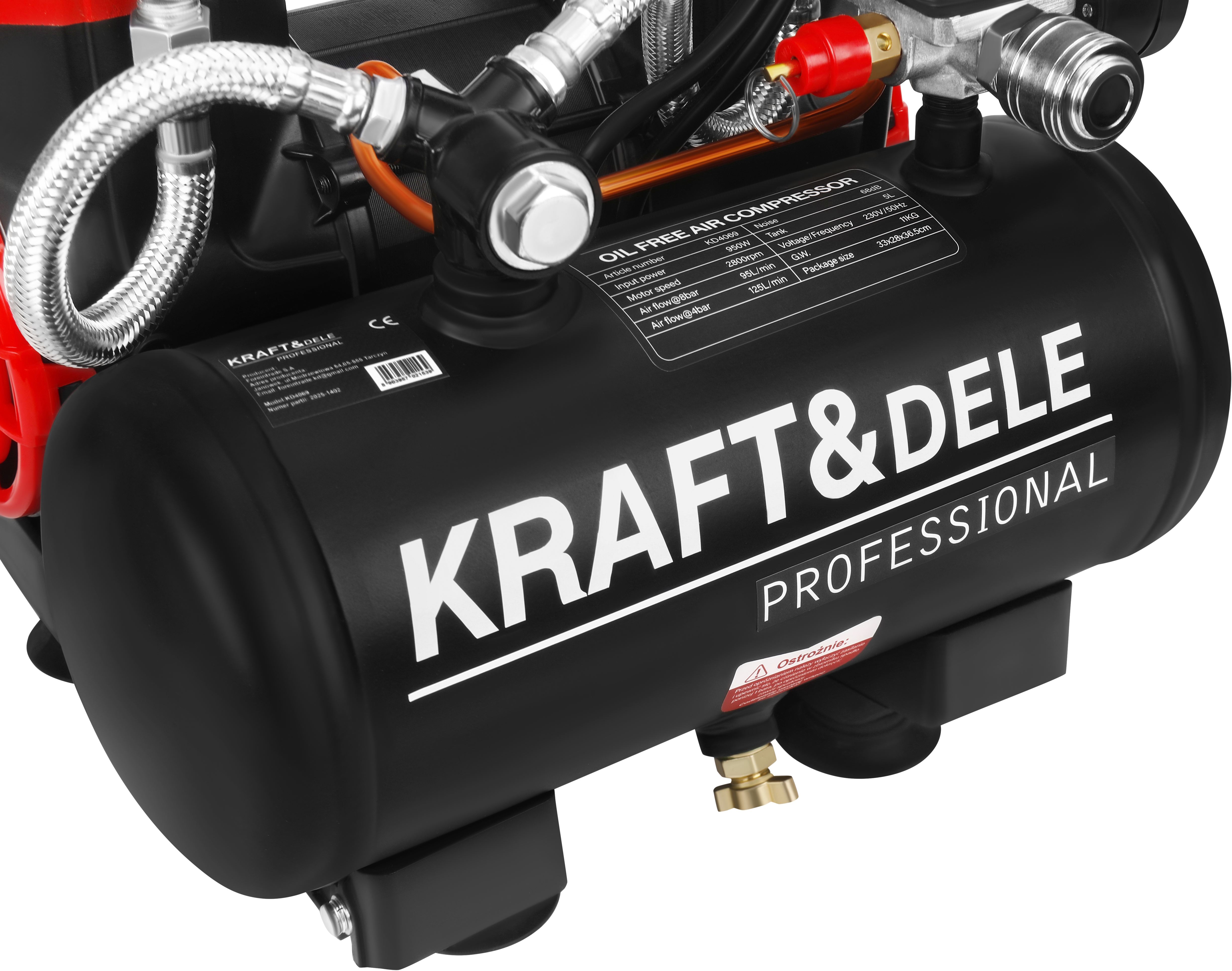 Bezolejový kompresor KD4069 – přepravní rukojeť