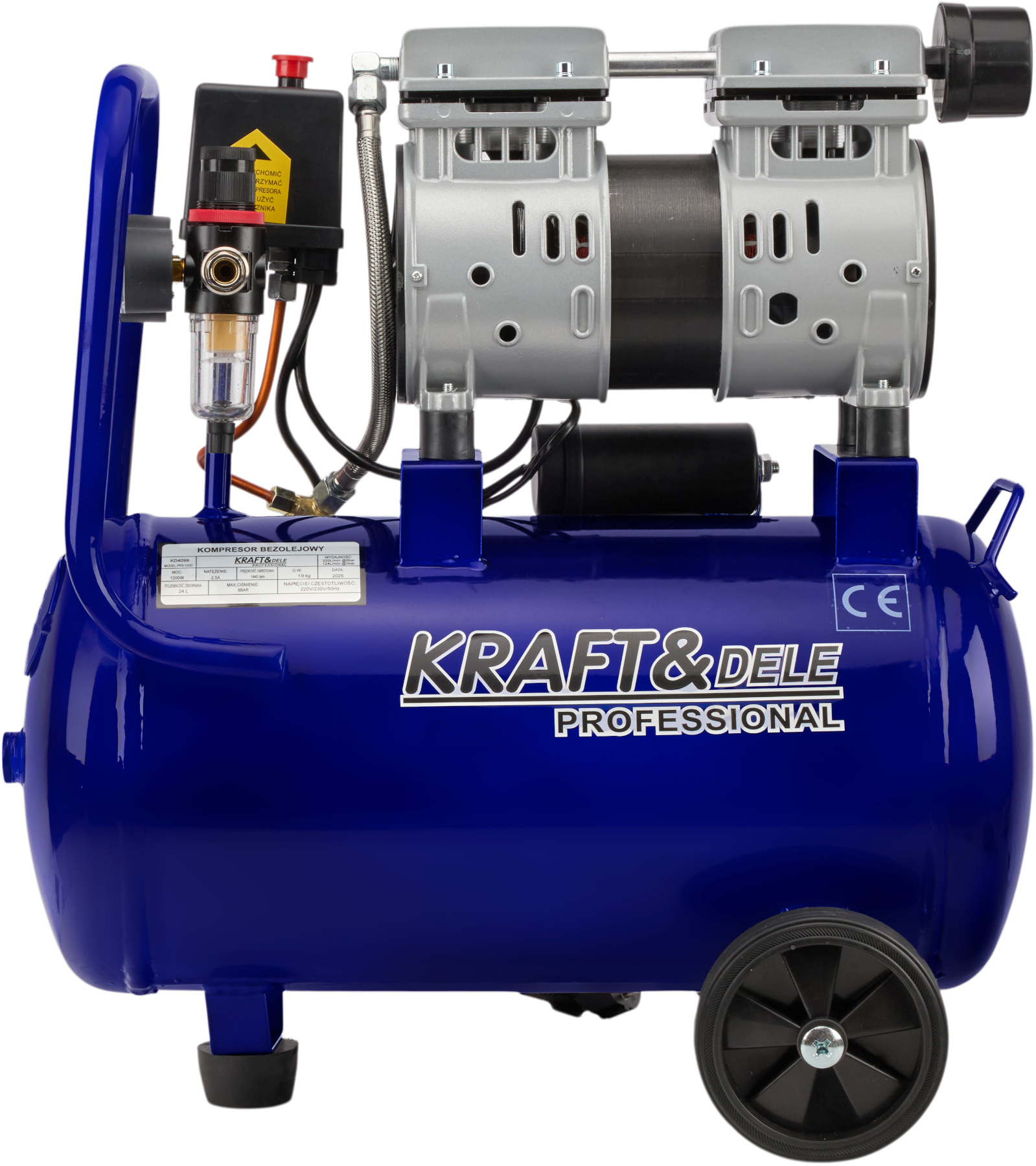 Bezolejový kompresor KD4099 – manometry a regulátor