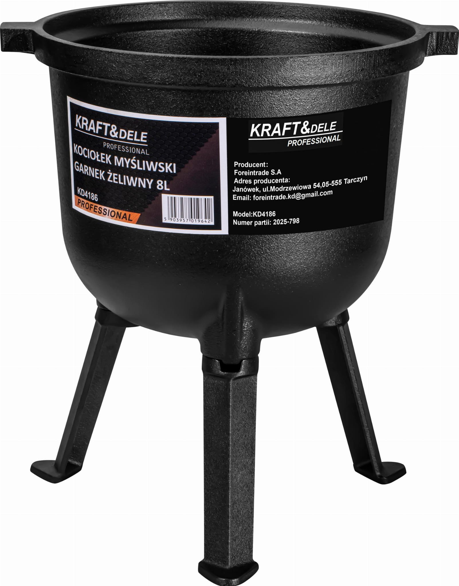 Myslivecký kotlík litinový 8 l KD4186 — trojnožkový stojan