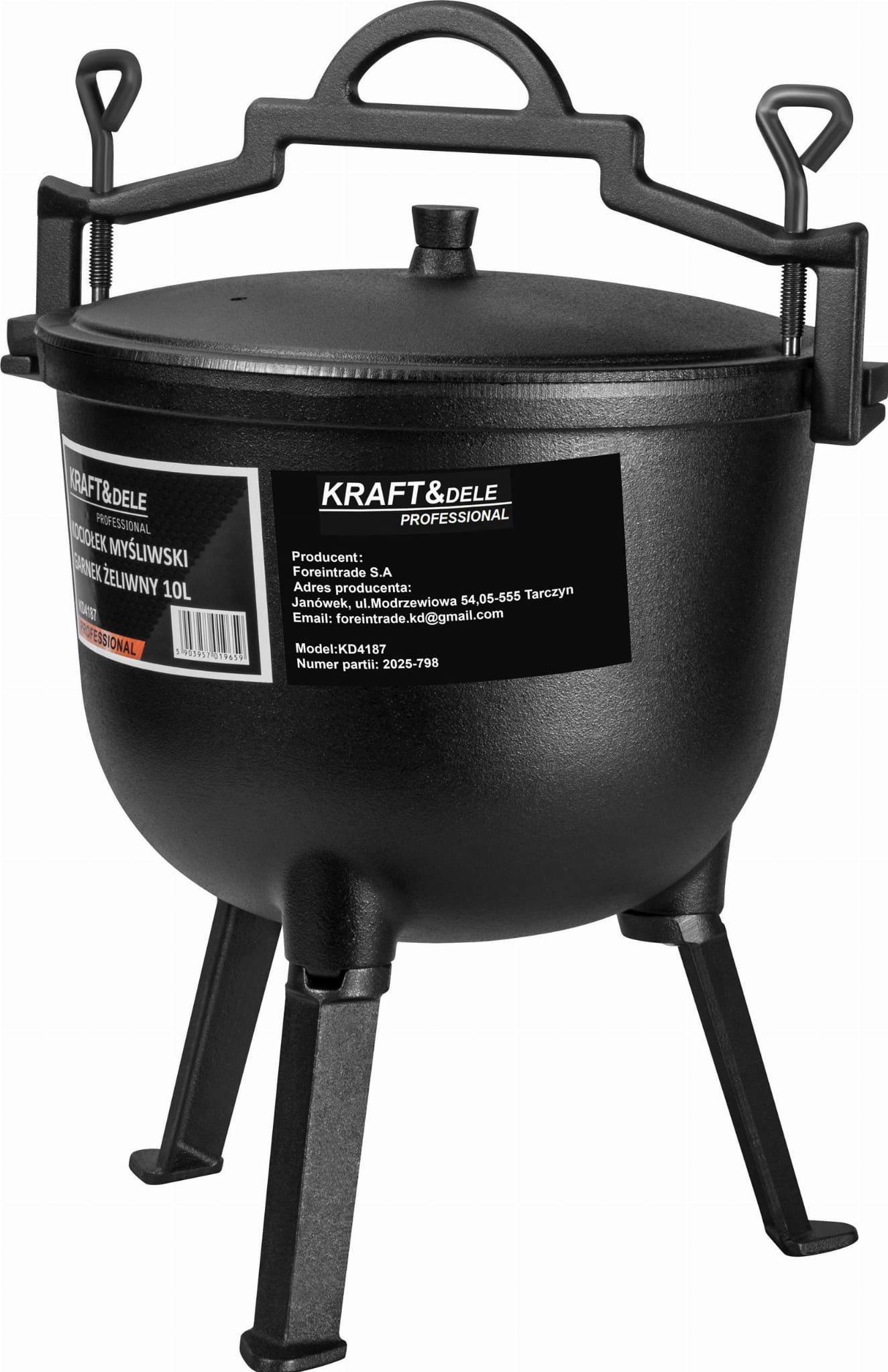 Myslivecký kotlík litinový 10 l KD4187 – třínožkový stojan
