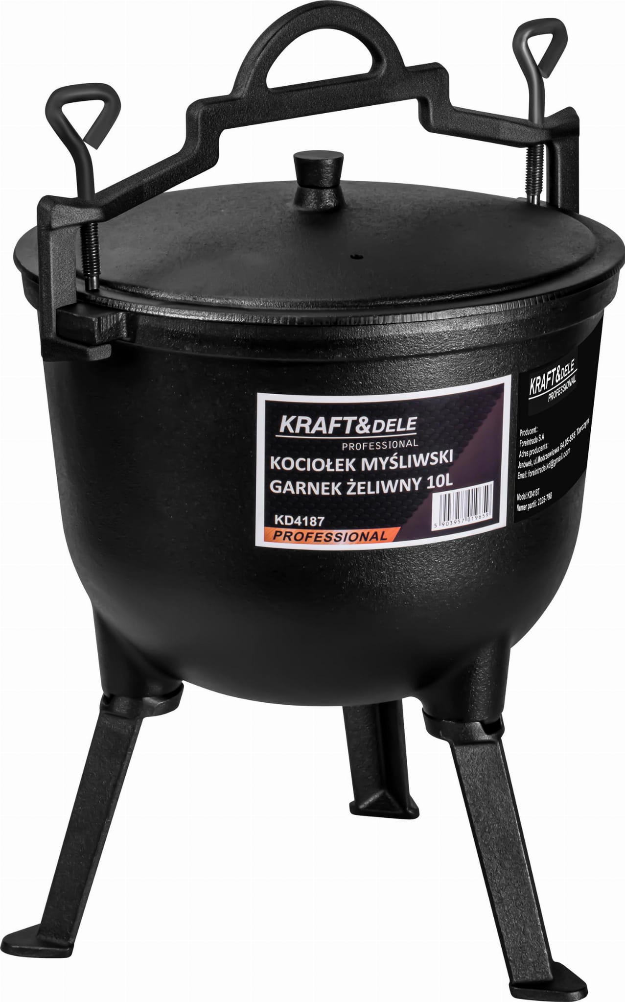 Myslivecký kotlík litinový 10 l KD4187 – víko a madlo