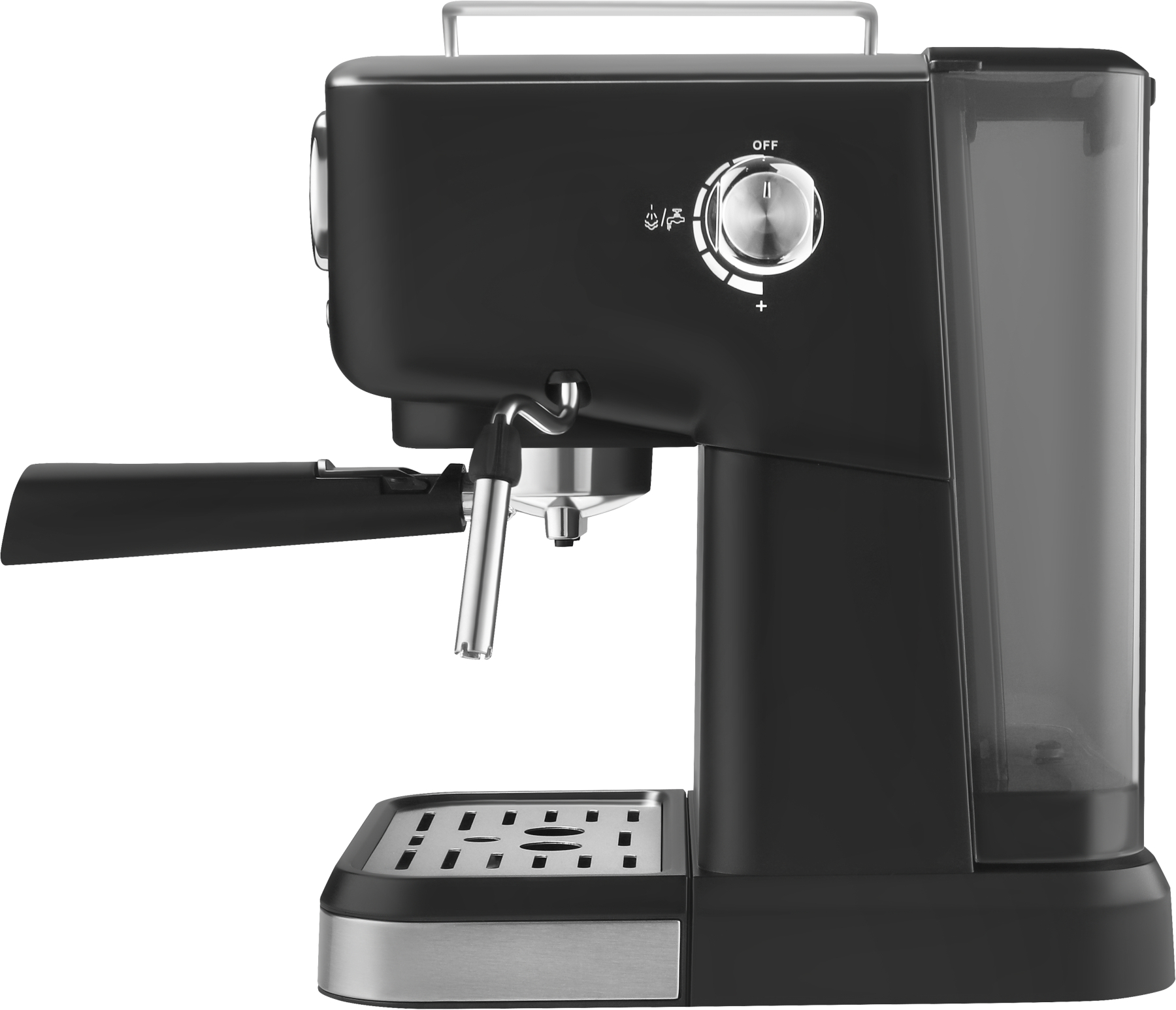 Tlakový kávovar KD4289 — boční pohled s regulátorem