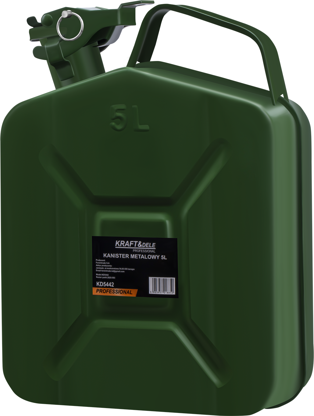 Kovový kanystr KD5442 — ergonomická rukojeť
