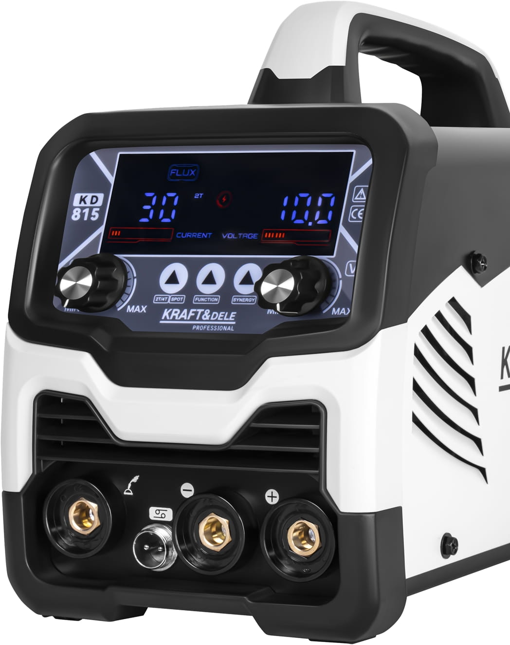 Svářečka KD815 – přední panel s LCD displejem