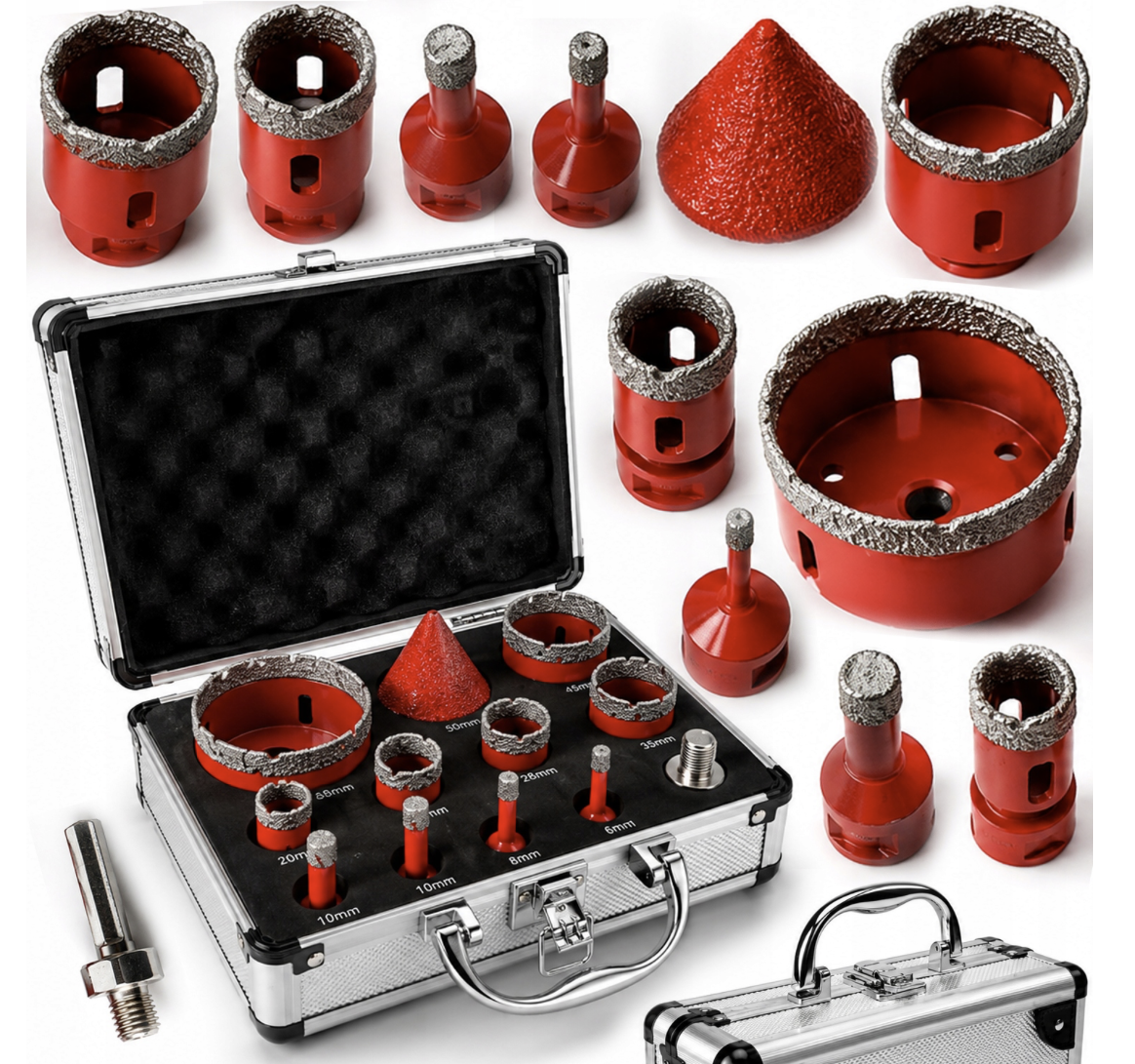 Sada diamantových korunek Ondragon OD9218 6–68 mm M14, 11 ks, na gres, obklady, beton a kámen 1
