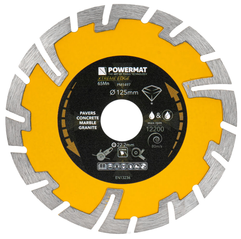 Segmentový diamantový kotouč 125 mm Powermat PM-TDCS-1254T – pohled zepředu
