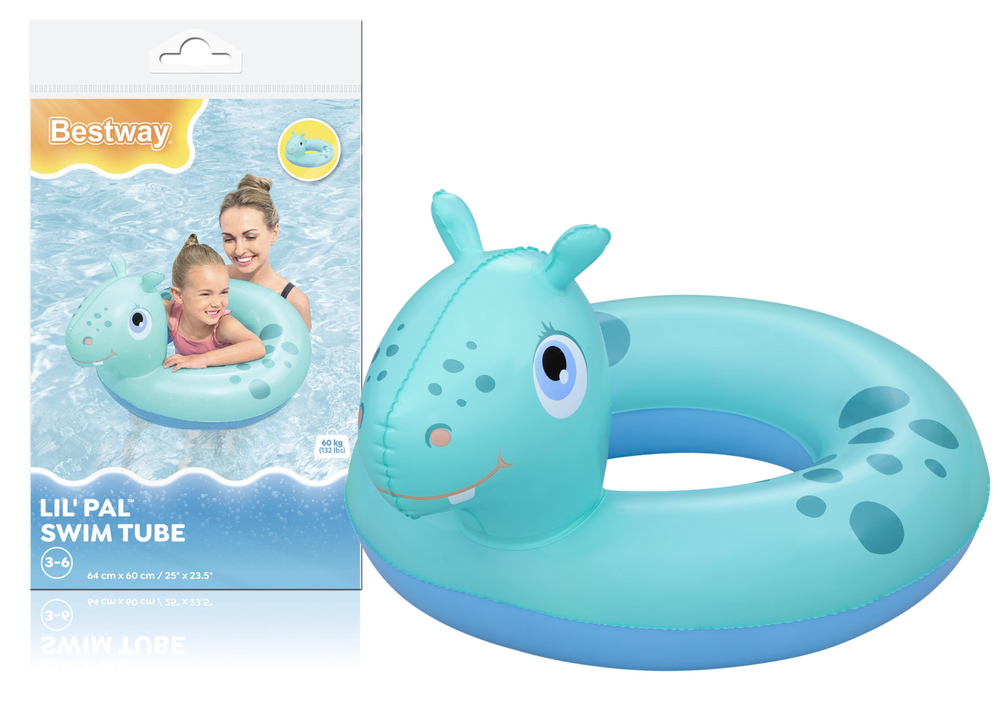 Plavecký kruh s motivem hrocha Bestway – 64 x 60 cm — Celkový pohled
