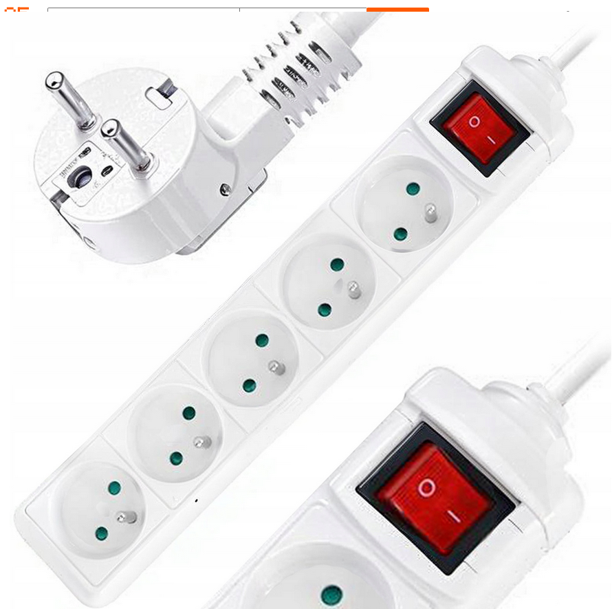 Prodlužovací kabel ONDRAGON s 5 zásuvkami 5 m, 3500 W, 16 A — V provozu