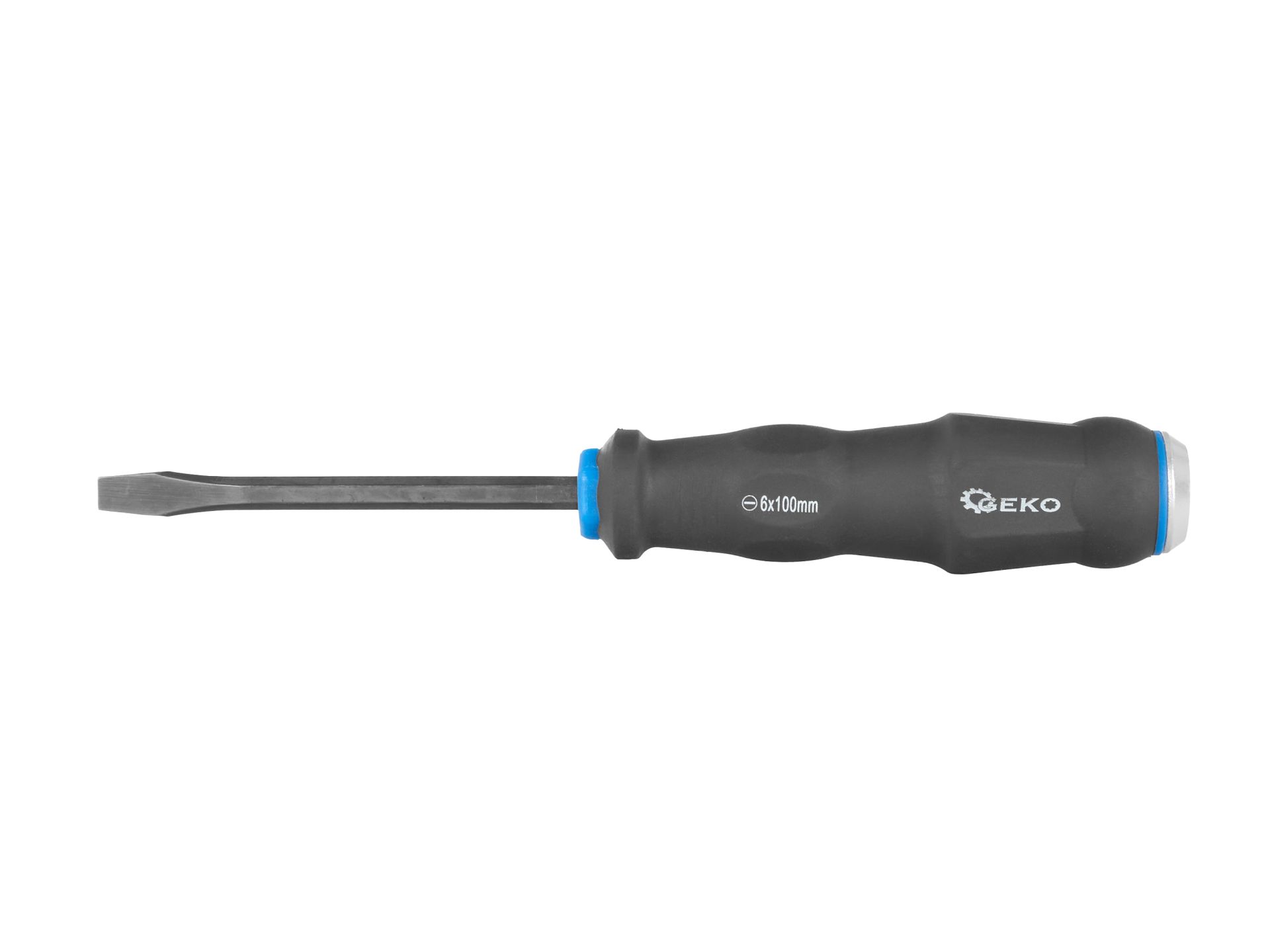 Šroubovák plochý do pobíjení 6×100 mm CrV, Geko — černobílý — Plochý šroubovák