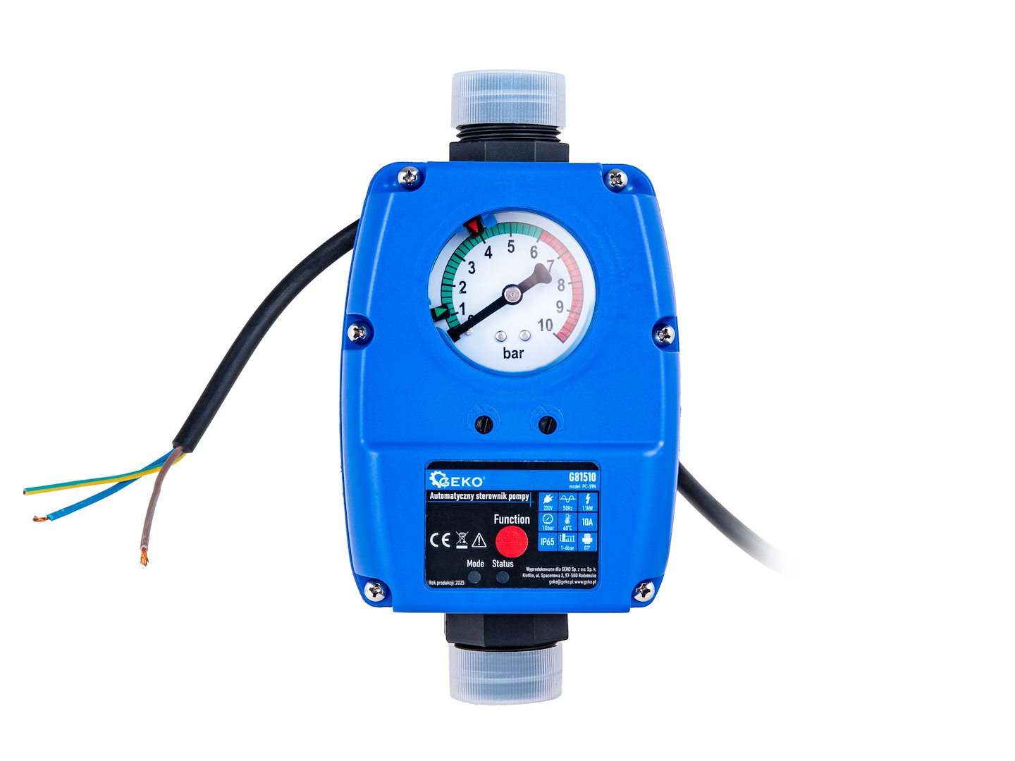 Automatický regulátor čerpadla Geko PC-59N – 3 fázový motor, napájení 230/, pro pumpy a kompresory s průtokem až /s — Pohled zespodu