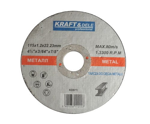 Brusný kotouč KRAFT&DELE KD971 115x1,2x22,23 mm pro řezání kovu — Celkový pohled