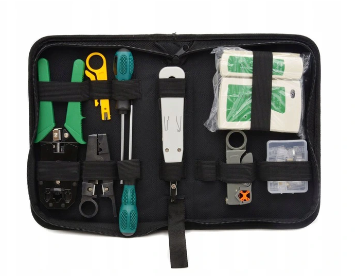 Sada nářadí Geko aw_940457, 9 dílů pro údržbu sítí RJ45 a RJ11 — Detail obsahu