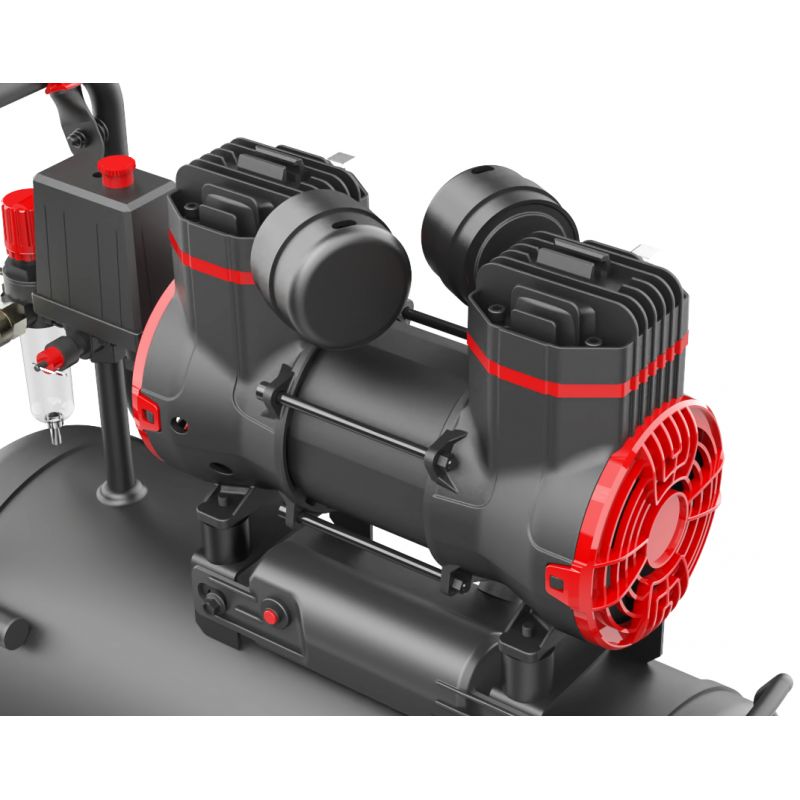 Kompresor KD1390 – detail ovládacího panelu a manometrů