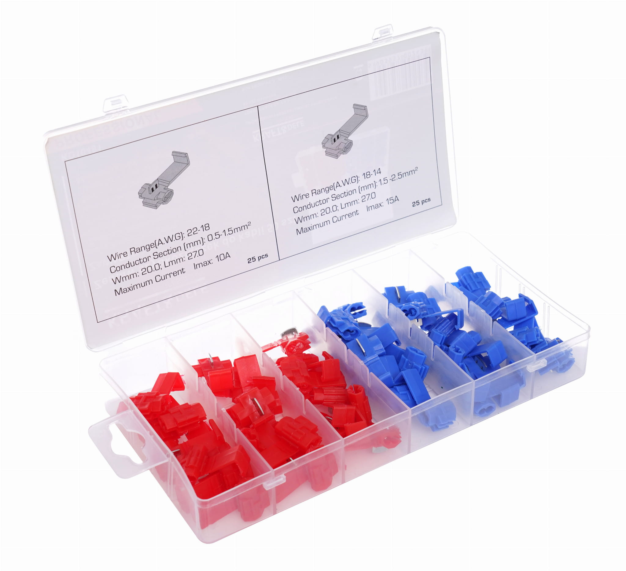 Kraft&Dele KD10481 – detail červených a modrých spojek v organizéru