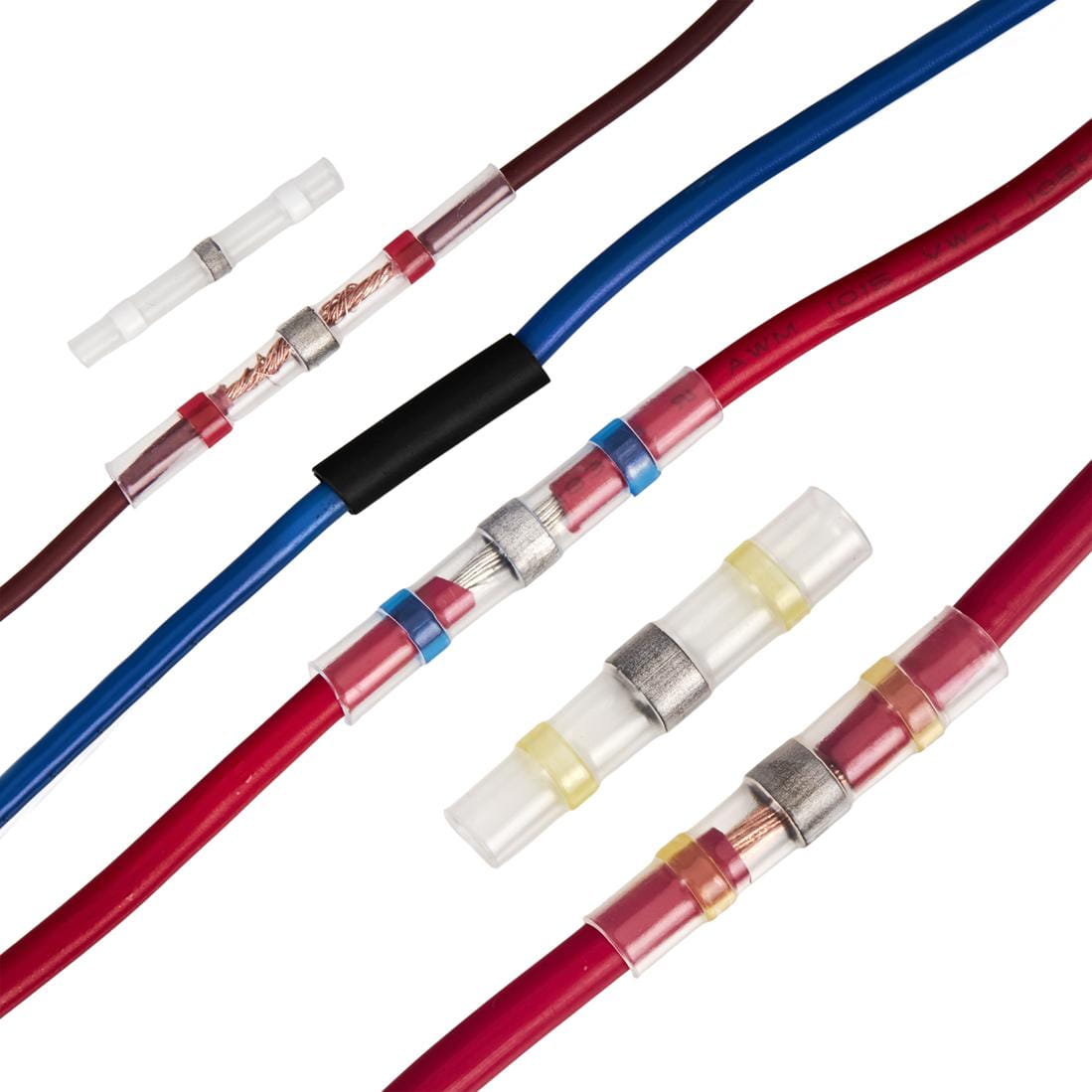 Kraft-Dele KD10490 smršťovací pájecí spojky — detail barevného rozlišení