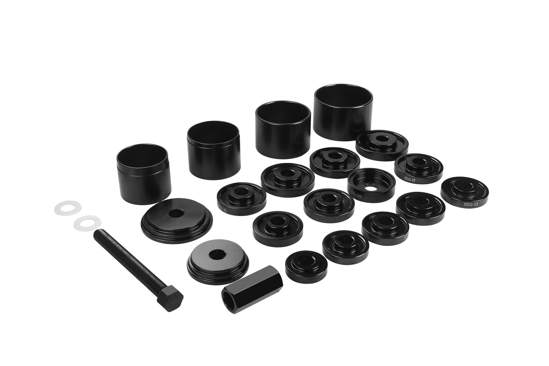 Stahovák ložisek a předního náboje KD10514 – detail adaptérů a disků