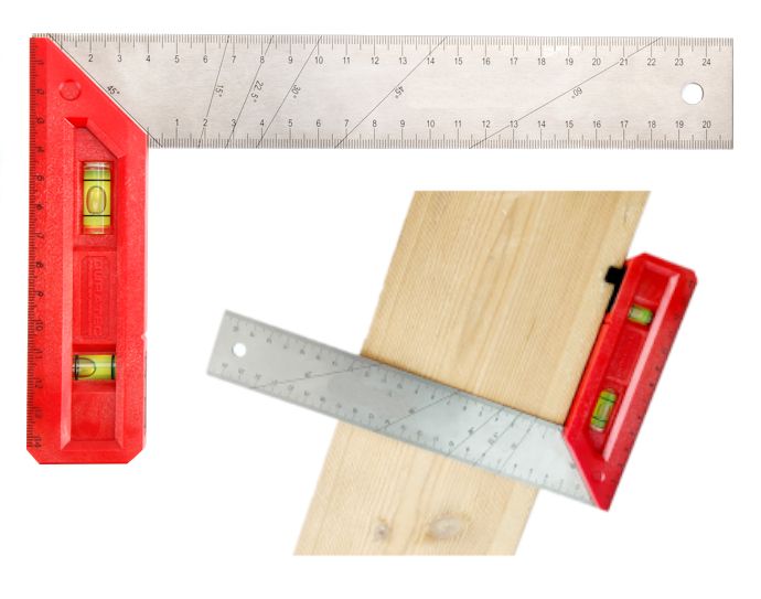 Úhlová lišta s vodováhou 200–603 mm KD10725 – celkový pohled na nástroj
