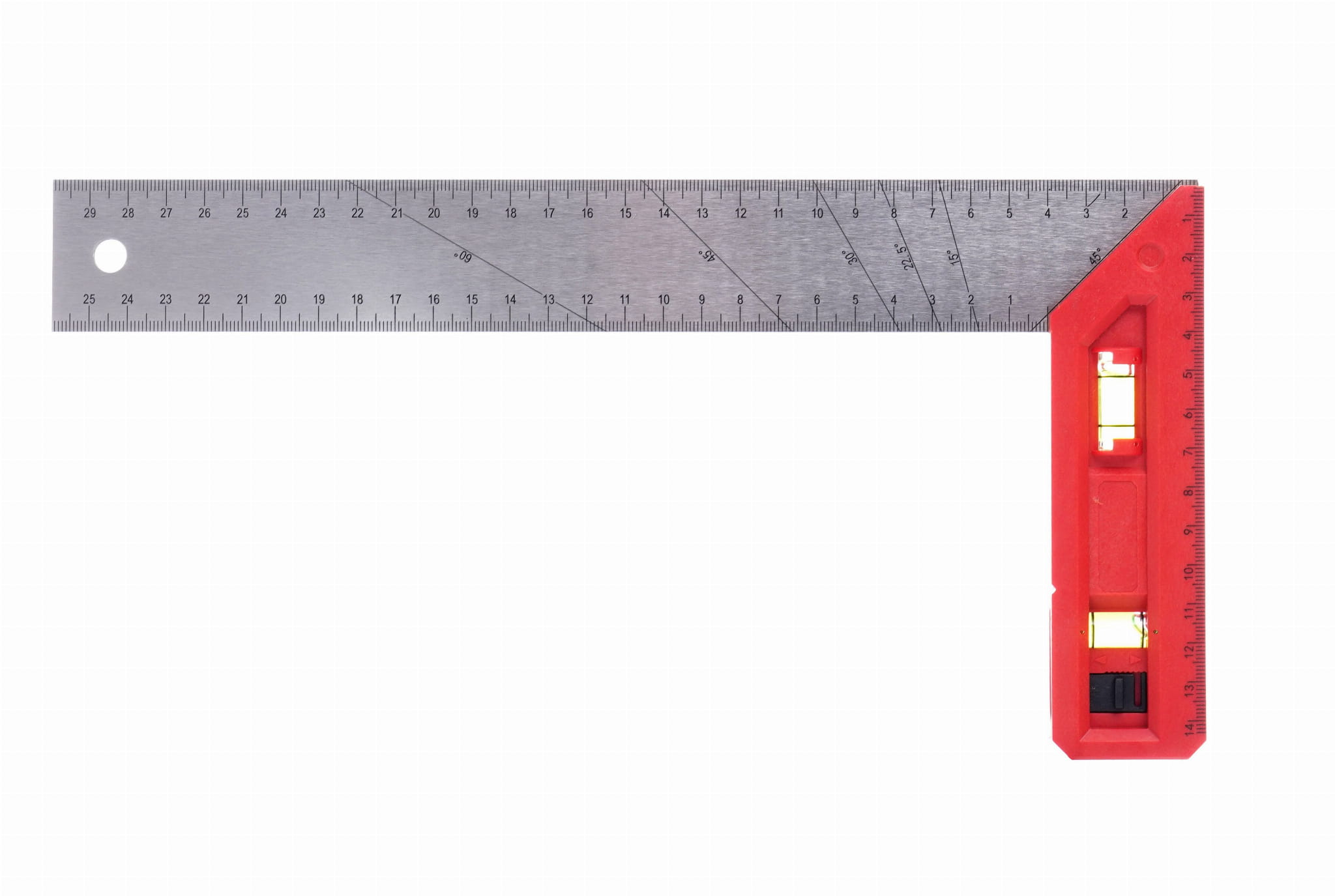 Úhlová lišta s vodováhou KD10727 – celkový pohled