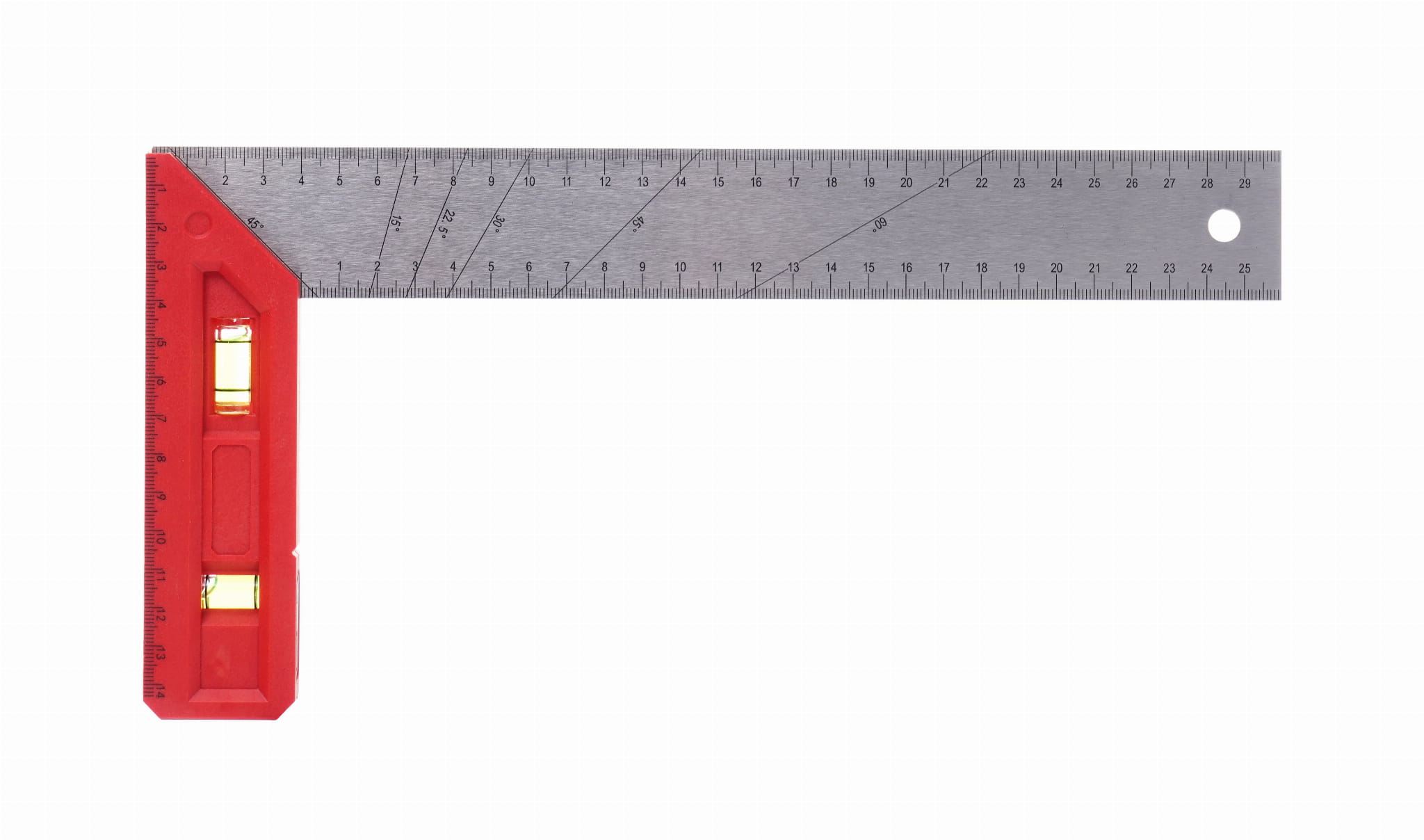 Úhlová lišta s vodováhou KD10727 – stupnice měření