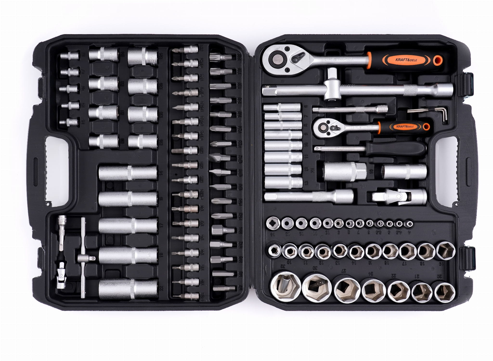 Sada nářadí 101 ks KD10835 — detail CrV oceli a povrchové úpravy