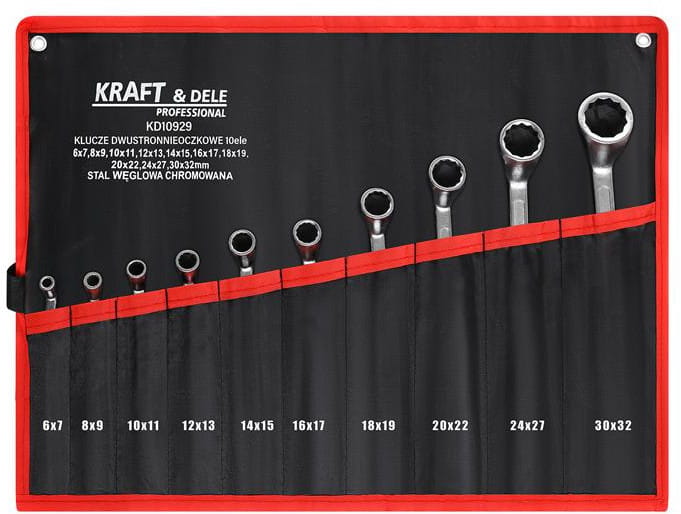 Kraft&Dele KD10929 – celá sada 10 oboustranných očkových klíčů