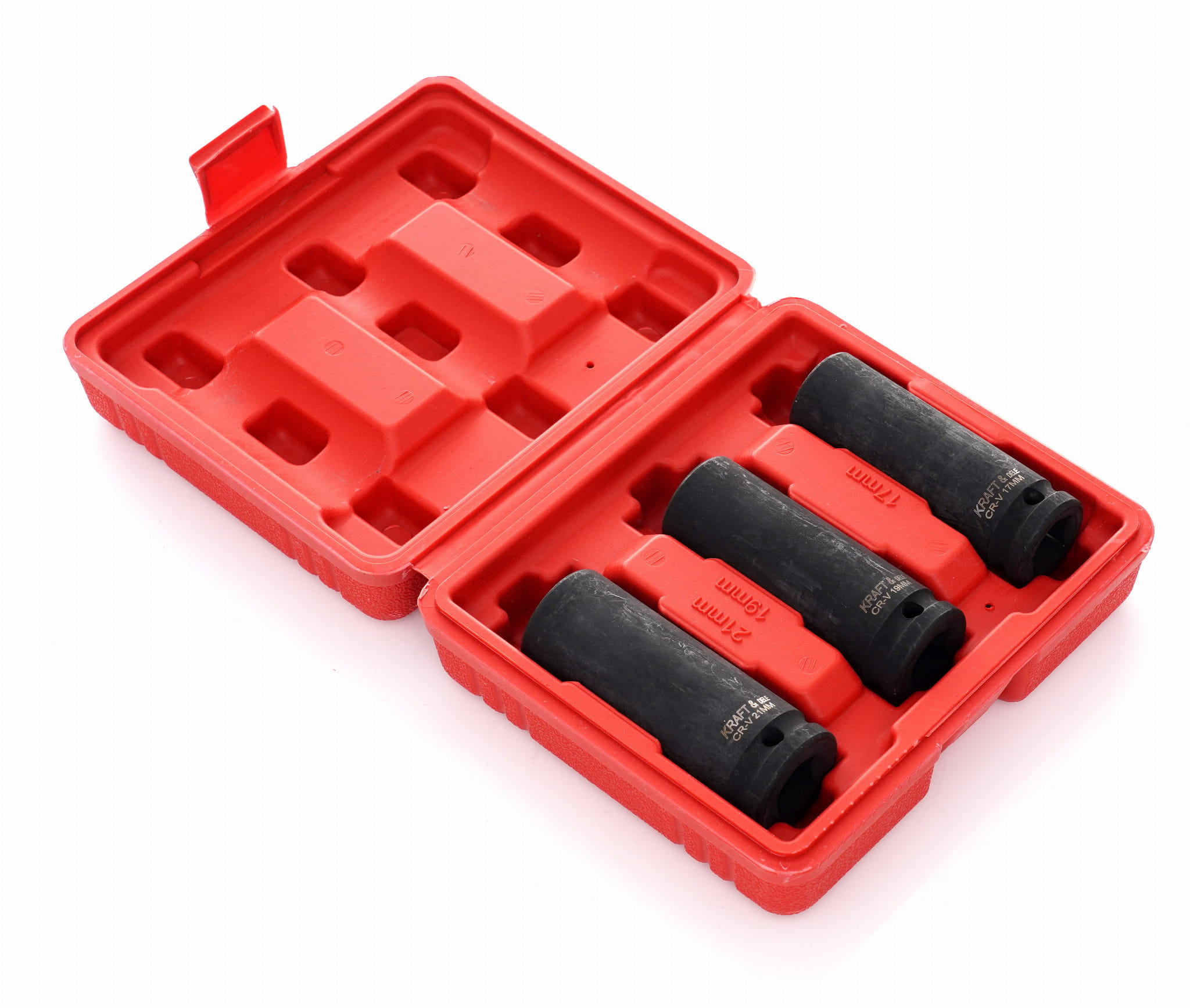 Kraft-Dele KD11750 nárazové nástavce 3 ks — celkový pohled na sadu