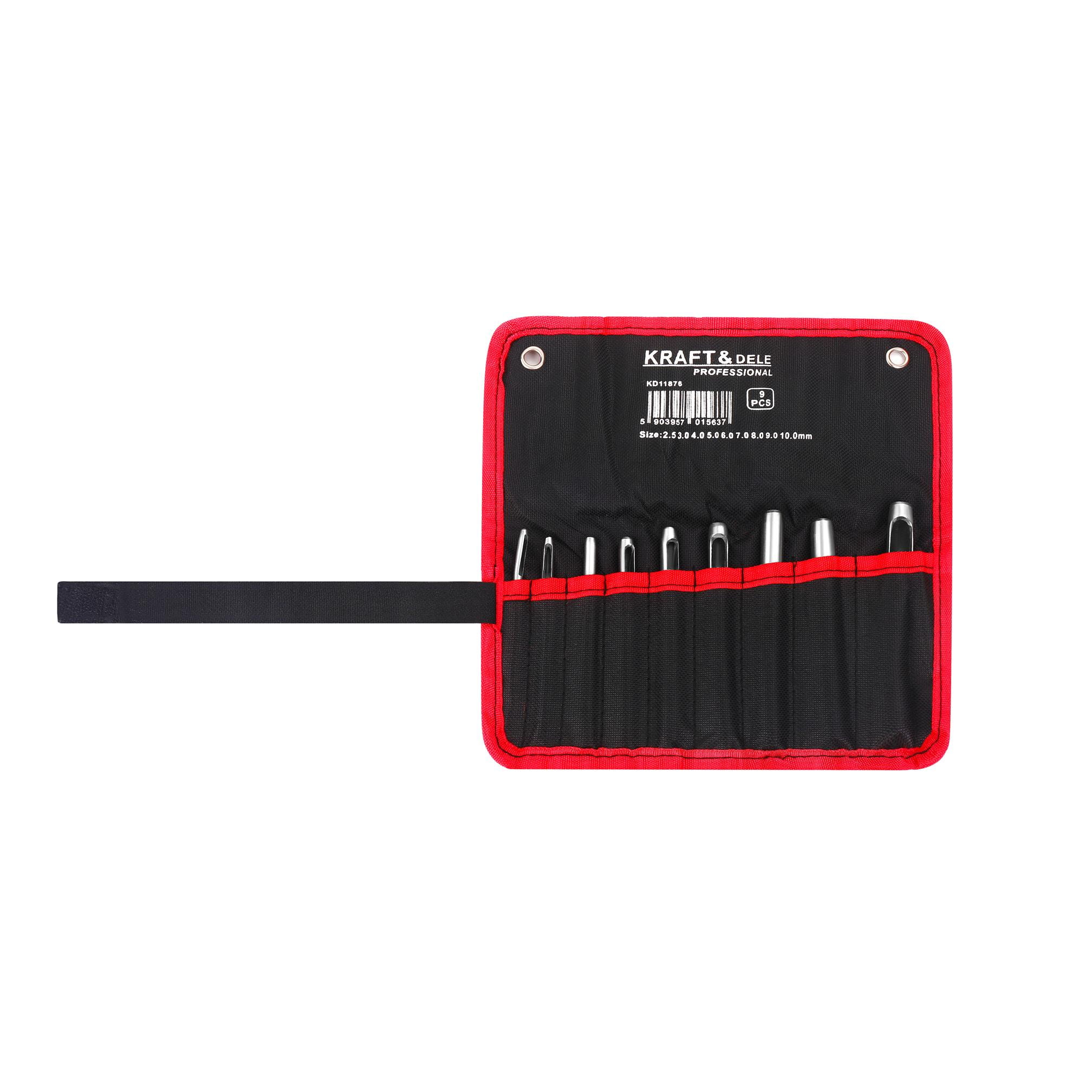 Kraft&Dele KD11876 — detail děrovačů různých průměrů