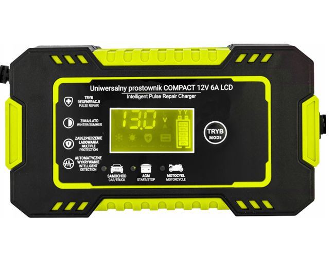 Automatický nabíječ baterií LCD 12 V 6 A KD1290 – celkový pohled