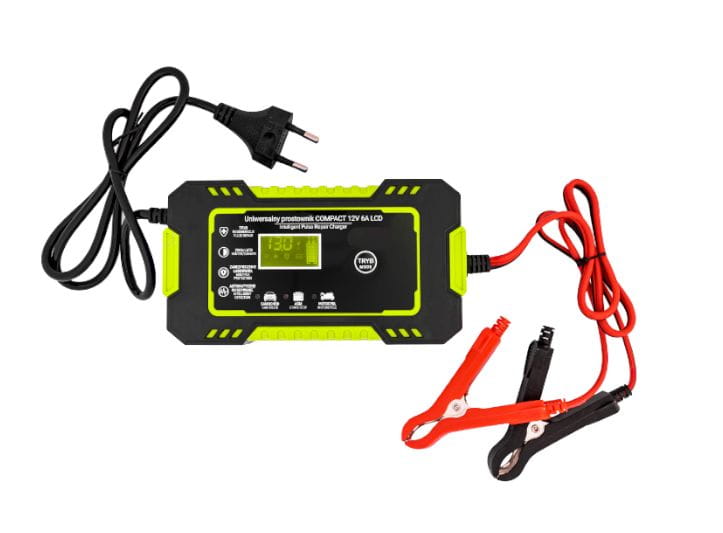 Automatický nabíječ baterií LCD 12 V 6 A KD1290 – detail svorek a kabelu