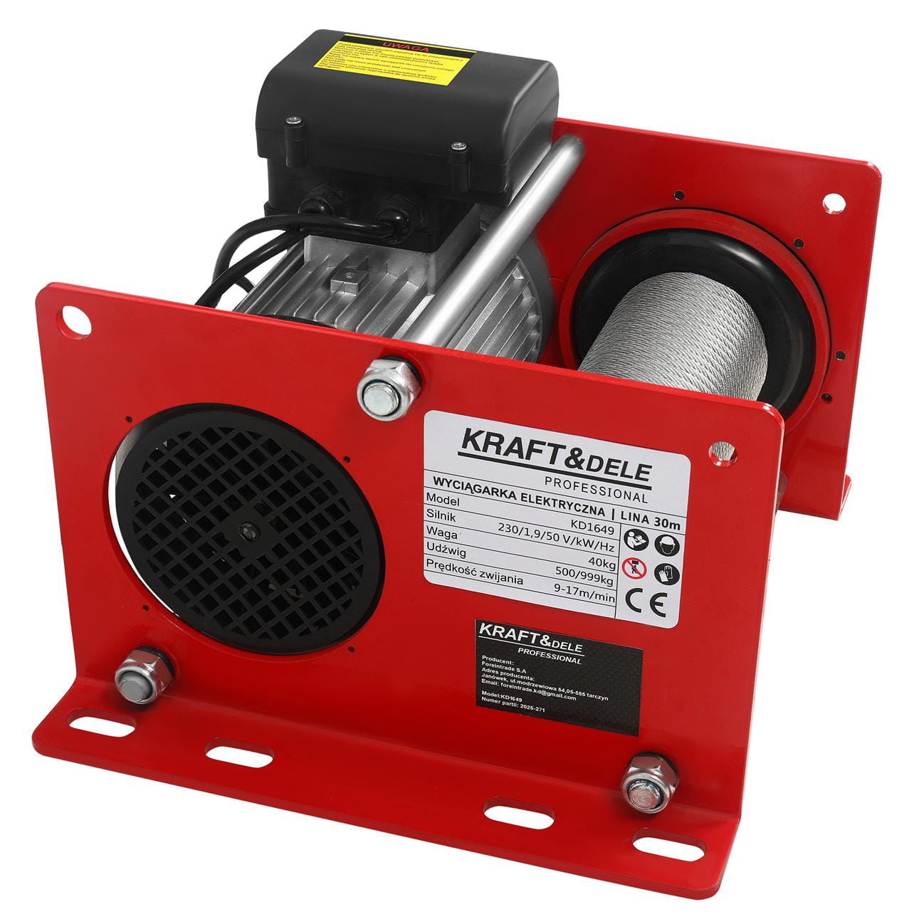 Elektrický stavební naviják 30 m 500/999 kg Kraft&Dele KD1649 5