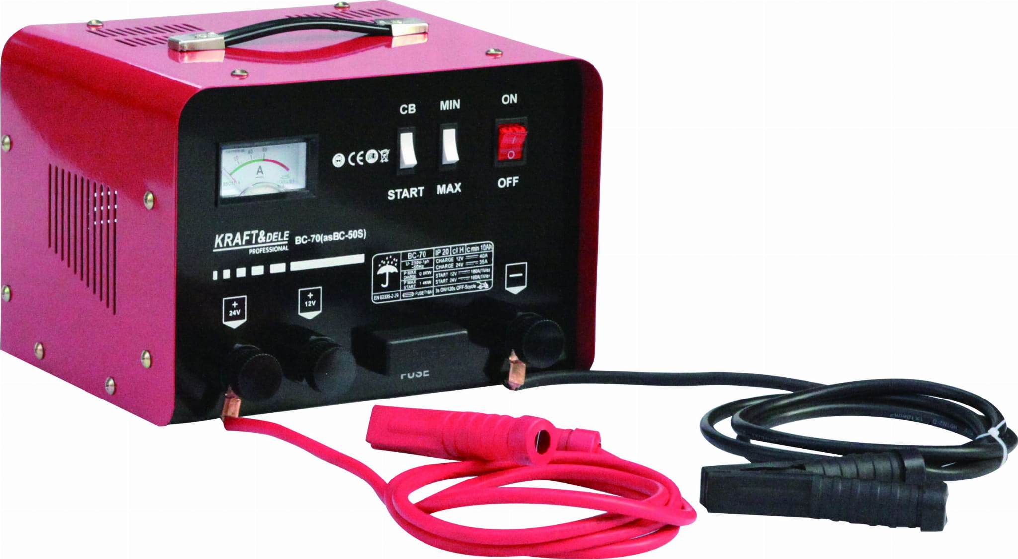 Nabíjecí zdroj se startem 180 A 12/24 V Kraft&Dele KD1914 – celkový pohled na přístroj