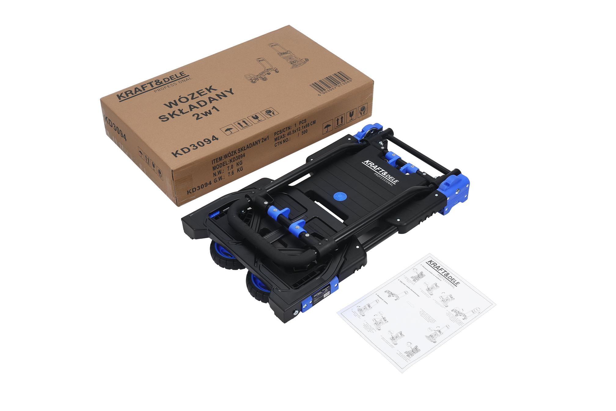 Kraft&Dele KD3094 skládac přepravní vozík – funkce úložiště