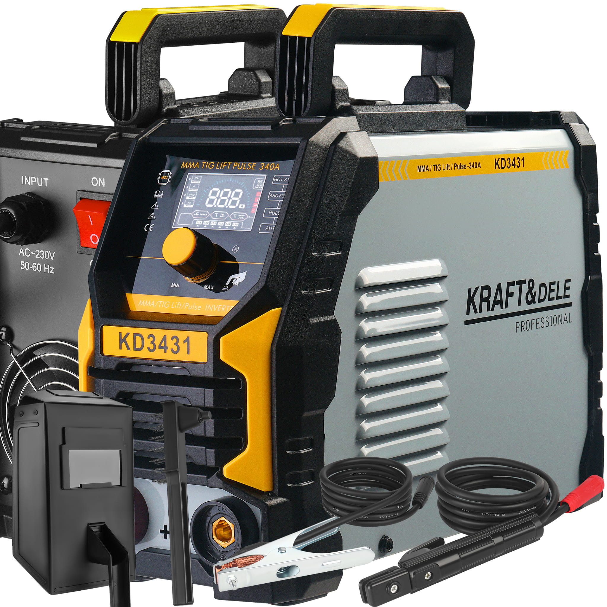 Kraft&Dele KD3431 invertorový svářecí stroj MMA TIG Lift Pulse 340A — celkový pohled