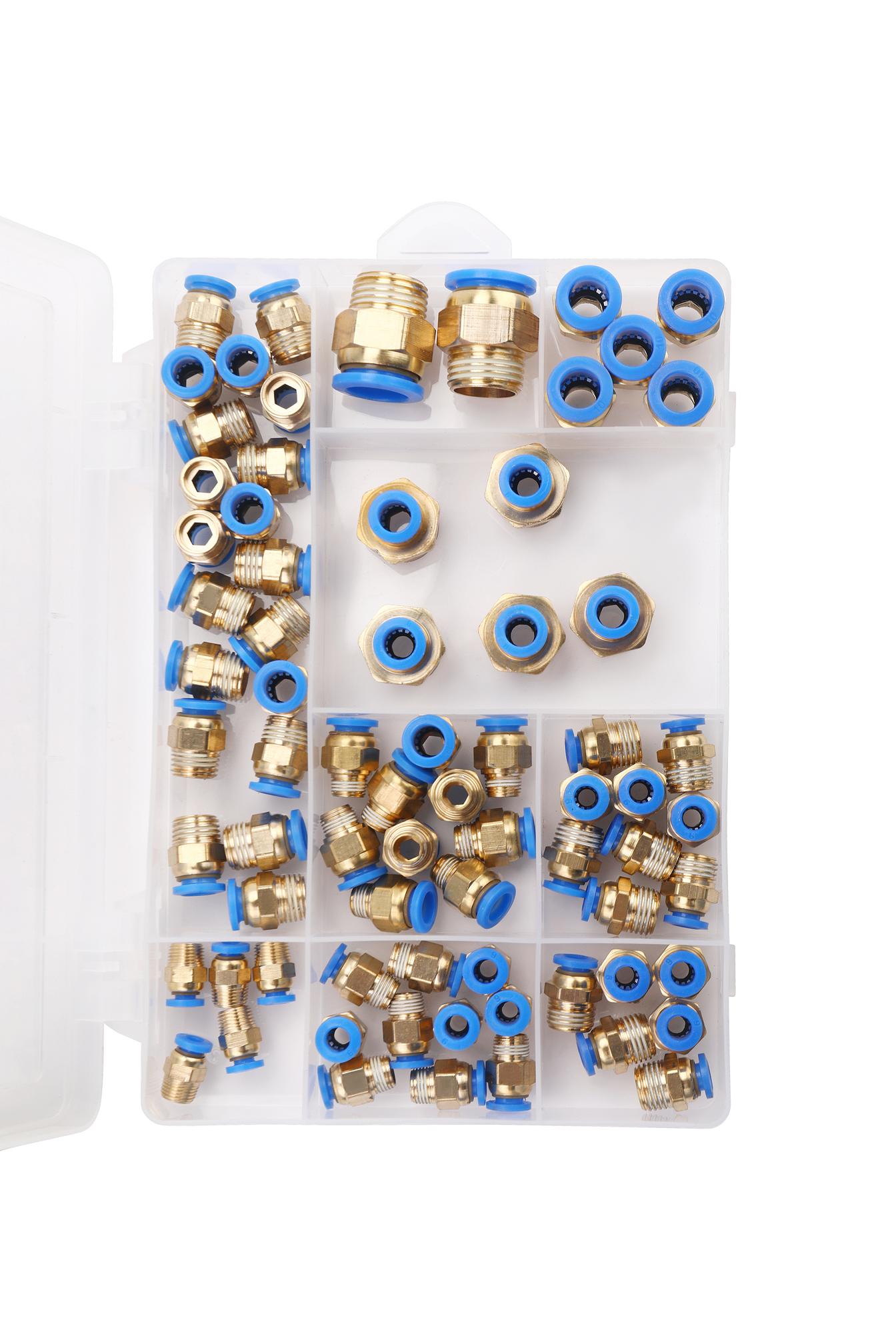 Rychlospojky pneumatické 72 kusů KD5853 – různé průměry
