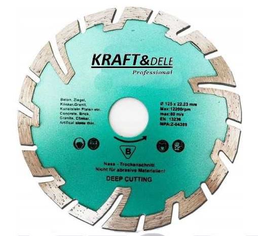 Segmentový diamantový kotouč 125x22,2 mm KD928 – pohled na kotouč s diamantovými segmenty