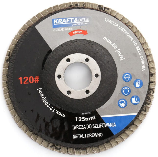 Listový kotouč 125 mm P100 KD968 – pohled zepředu