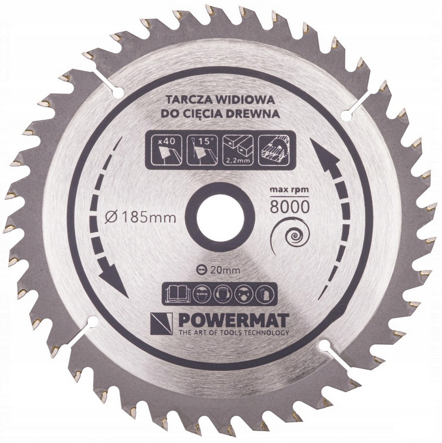 Pilový kotouč Powermat 185x20 mm – detail zubů widia