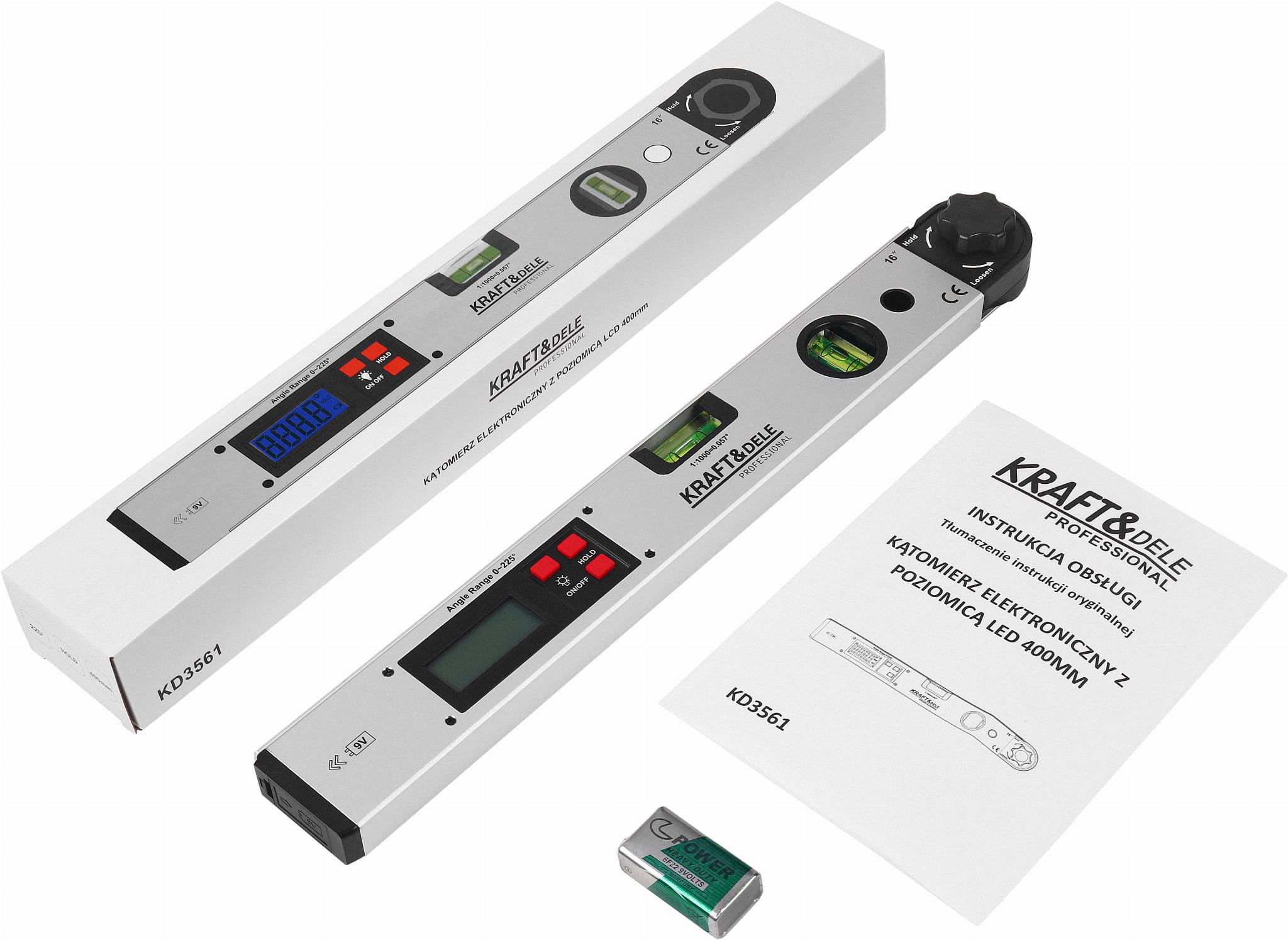 Elektronický úhloměr KD3561 – celkový pohled