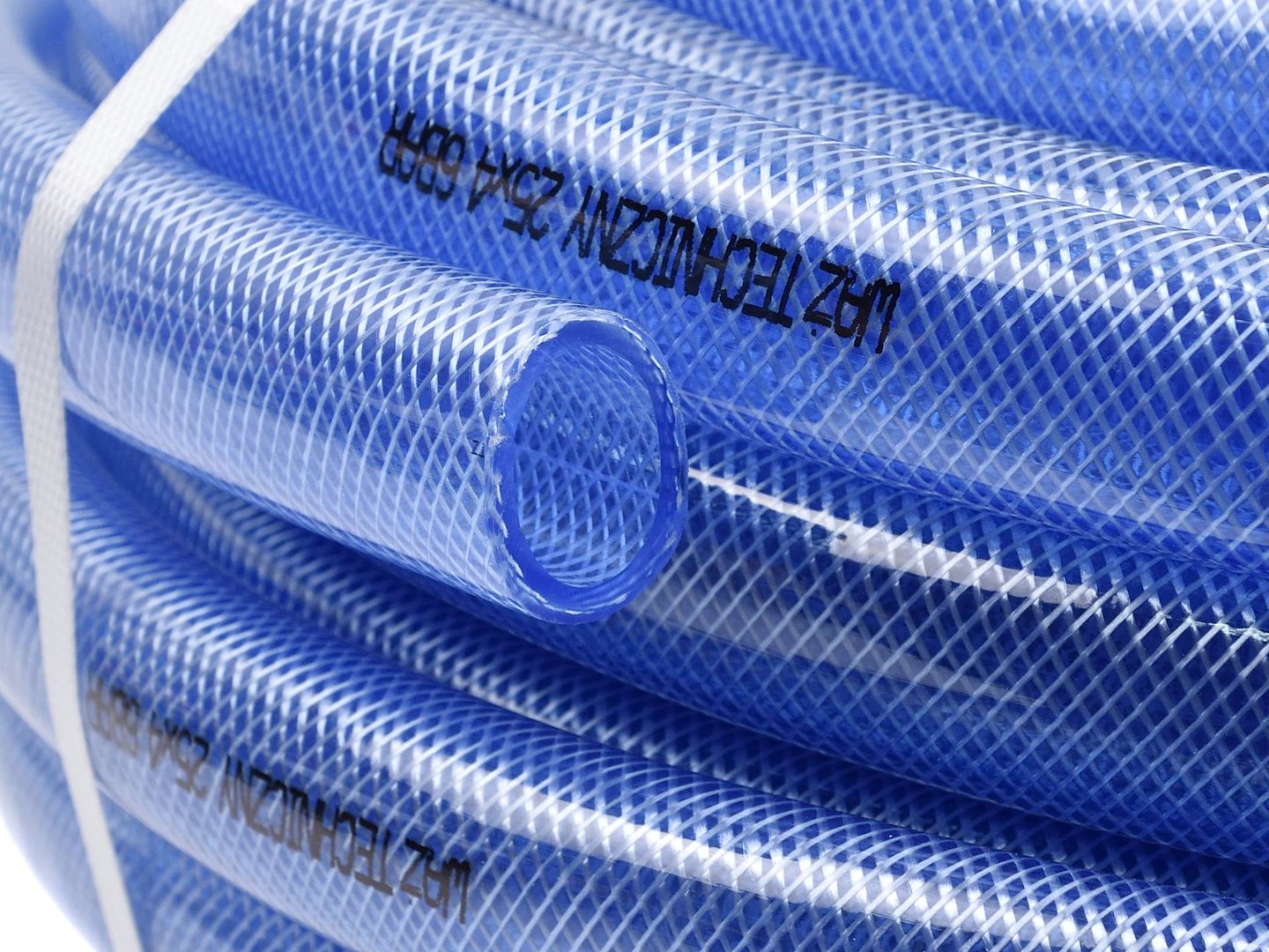 Technická hadice Geko 25x4 mm, 25 m, modrá, s průhledným spojem — Detail