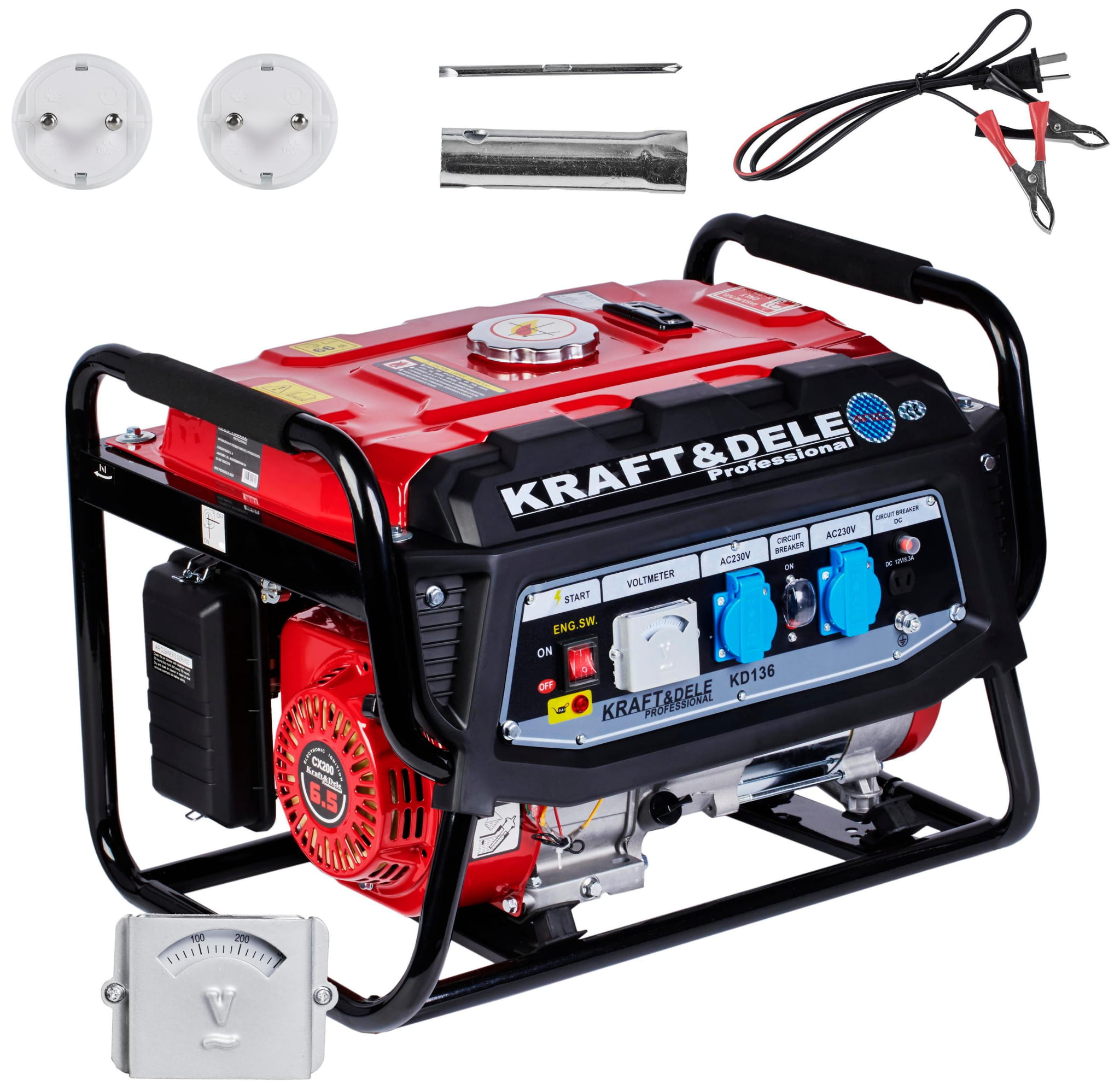Kraft-Dele KD136 agregát – ovládací panel a výstupy